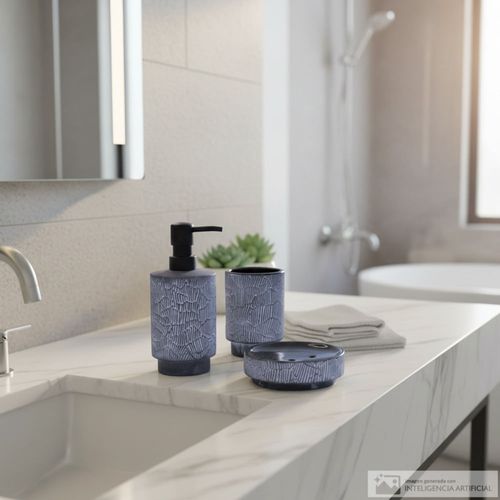 Set 3 piezas de cerámica tipo mármol para baño