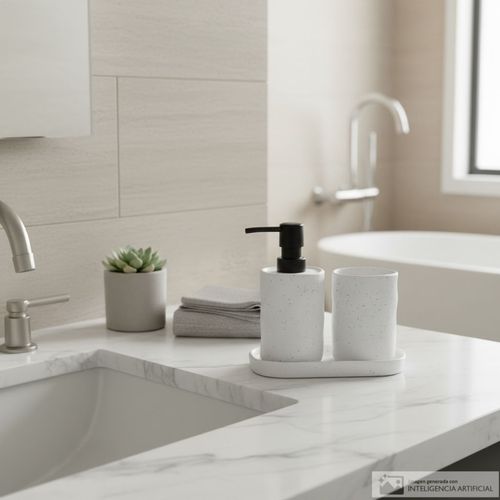 Set 3 piezas de cerámica diseño moteado para baño