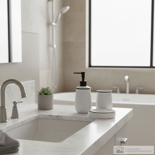 Set 3 piezas de cerámica diseño moteado para baño