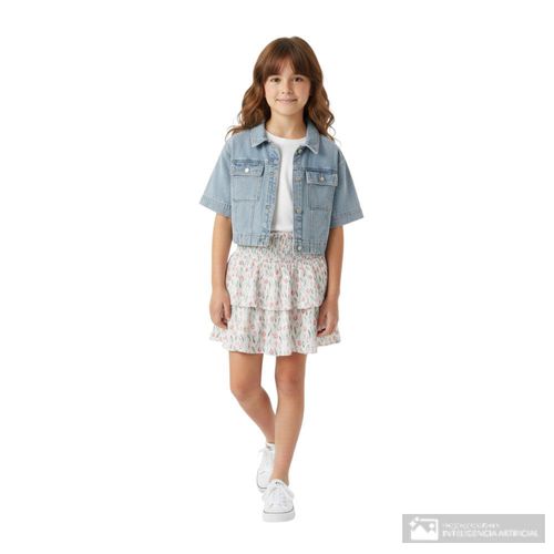 Falda multicolor estampada para niña