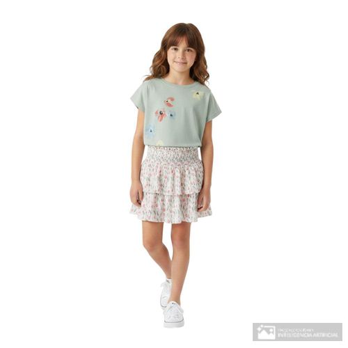 Falda multicolor estampada para niña