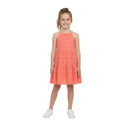Vestido coral bordado para niña