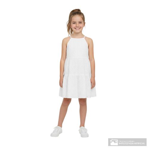 Vestido blanco bordado para niña