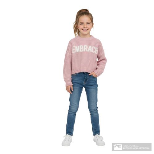 Suéter rosado tejido para niña