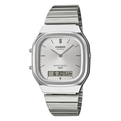 Reloj Casio análogo/digital vintage metálico plateado unisex