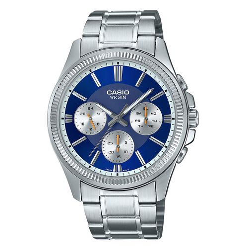 Reloj Casio análogo cronógrafo metálico plateado para hombre