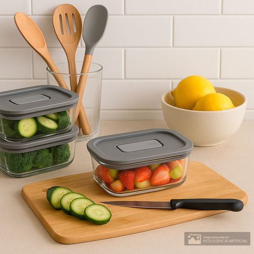 Organizador hermético de vidrio fresh lock 370 ml