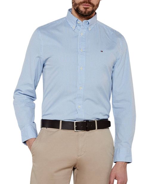 Camisa casual Tommy Hilfiger regular fit azul cuadriculada para hombre