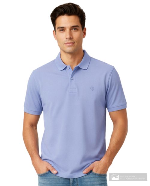 Camisa polo Izod azul sólida para hombre