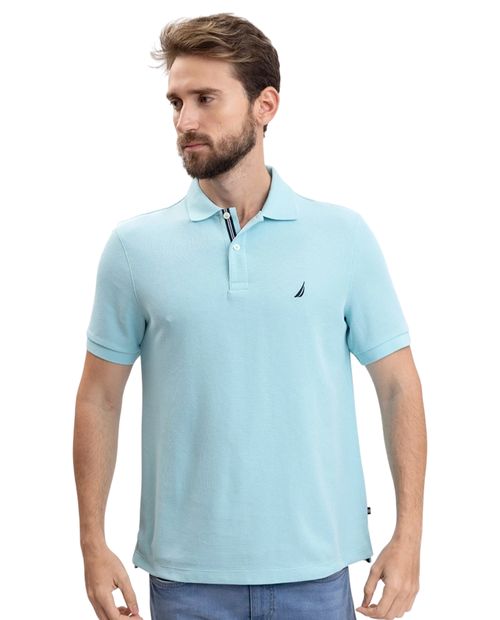 Camisa polo Nautica classic fit celeste sólida para hombre