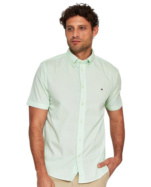 Camisa casual Tommy Hilfiger regular fit verde claro heather para hombre