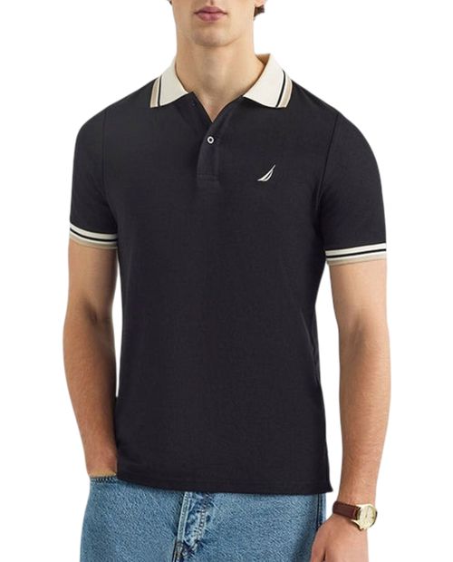 Camisa polo Nautica negra texturizada para hombre