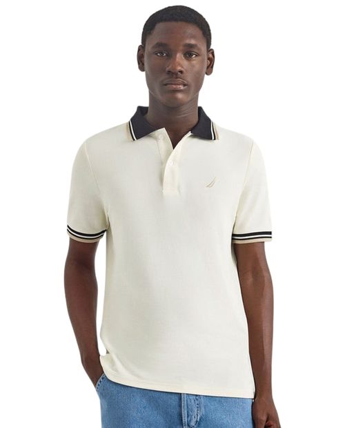 Camisa polo Nautica ivory texturizada para hombre