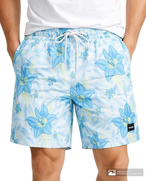 Calzoneta de baño Hurley celeste con estampado floral para hombre