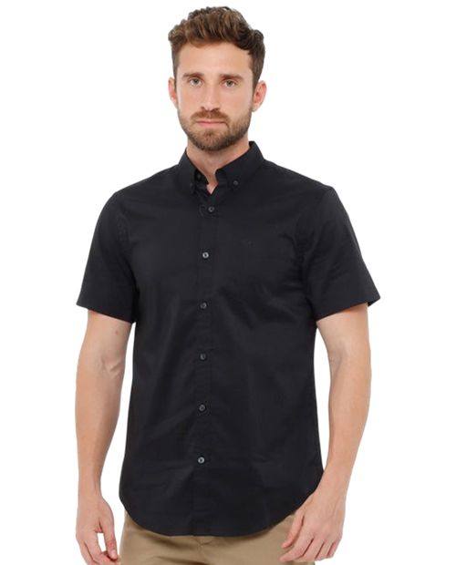 Camisa casual Dockers classic fit negra sólida para hombre