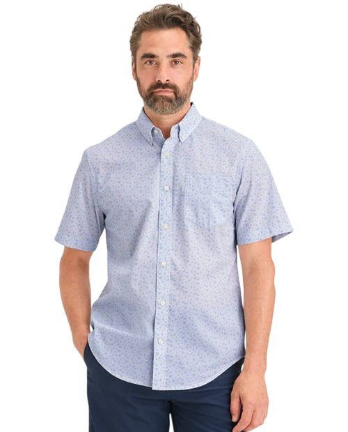 Camisa casual Dockers Signature Stain Defender classic fit celeste cuadriculada para hombre