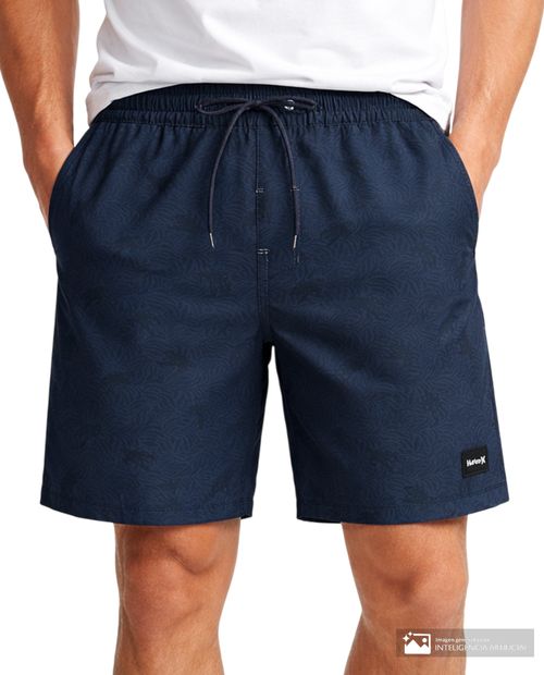 Calzoneta de baño Hurley azul navy con mini print de tortugas marinas para hombre
