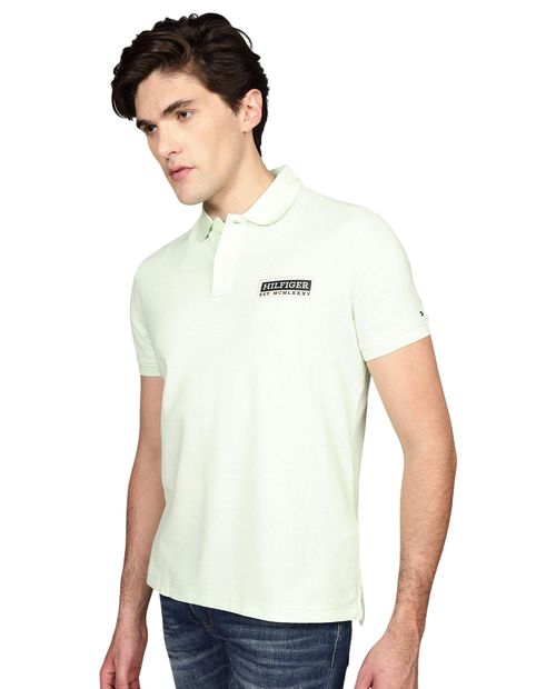 Camisa polo Tommy Hilfiger regular fit verde claro texturizada para hombre