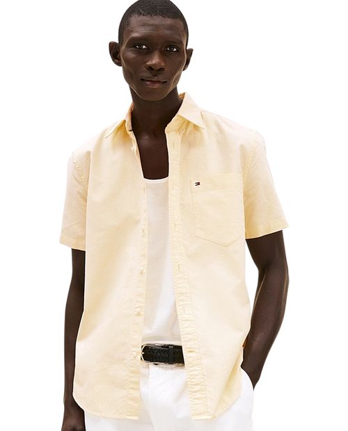Camisa casual Tommy Hilfiger regular fit amarilla heather para hombre