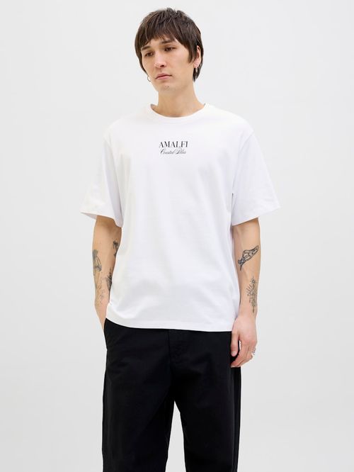 Camiseta Jack and Jones relaxed fit blanca con estampado de Amalfi para hombre