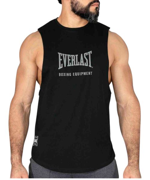 Camiseta deportiva negra sin mangas para hombre