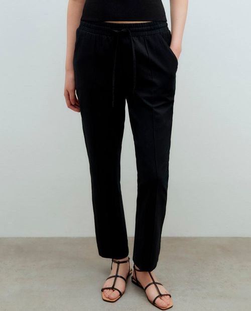 Pantalón Sfera pull on negro de cintura alta para mujer
