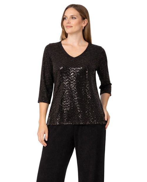 Blusa Punt Roma formal negra manga 3/4 para mujer