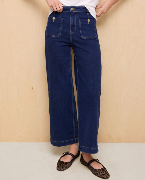 Jeans Easy Wear wide leg azul de cintura alta para mujer