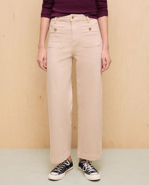 Jeans Easy Wear culotte beige de cintura alta para mujer