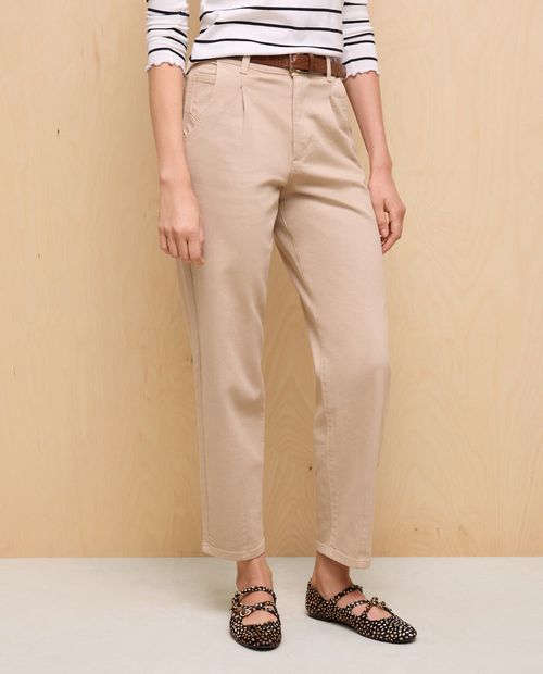 Jeans Easy Wear baggy beige de cintura alta para mujer