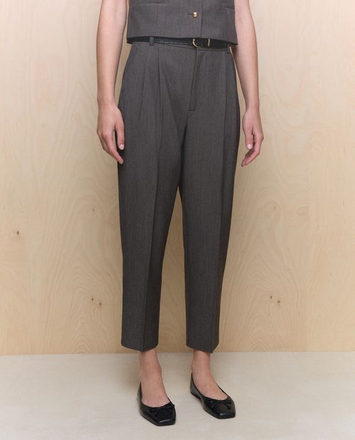 Pantalón Easy Wear clásico gris de cintura alta para mujer