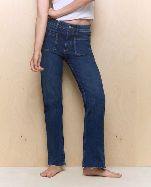 Jeans Easy Wear flare azul de cintura alta para mujer