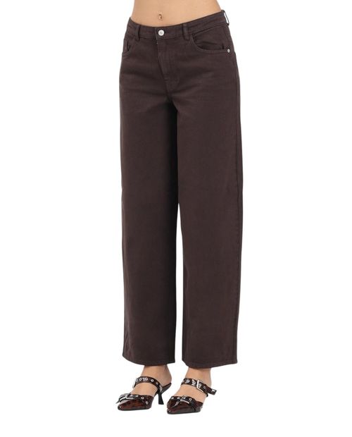 Jeans Only straight café de cintura alta para mujer