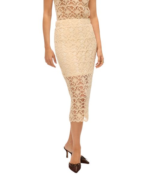 Falda Vero Moda midi beige de cintura alta para mujer