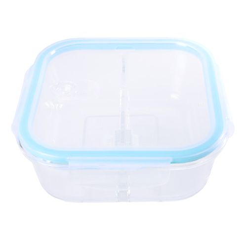 Depósitos de vidrio con división Detalles 19x19x7.5 cm