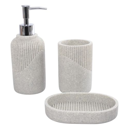 Set de 3 piezas de poliresina con textura para baño