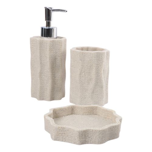 Set de 3 piezas de poliresina con diseño texturizado para baño