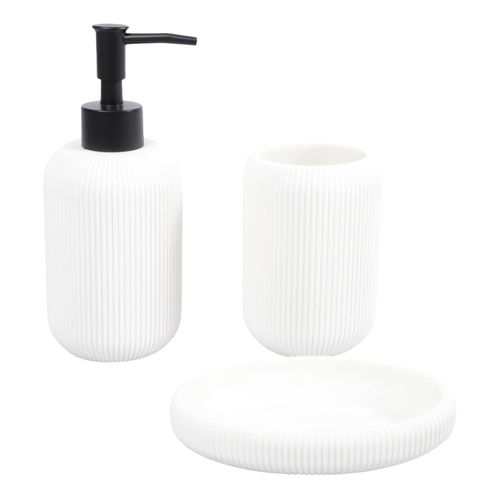 Set de 3 piezas de poliresina con textura para baño