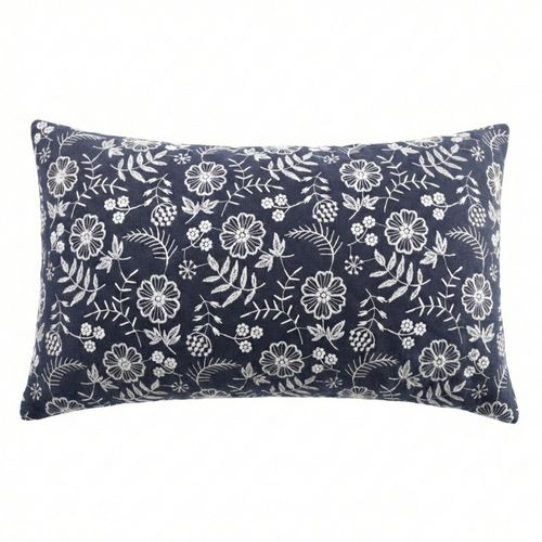 Cojín decorativo rectangular bordado floral 30x50 cm
