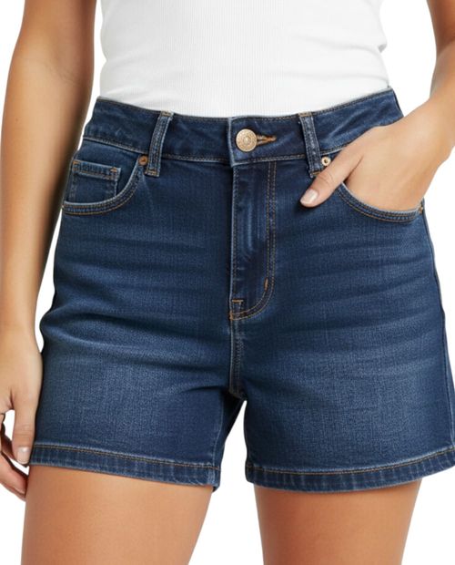 Short Sabrina denim azul de cintura alta para mujer