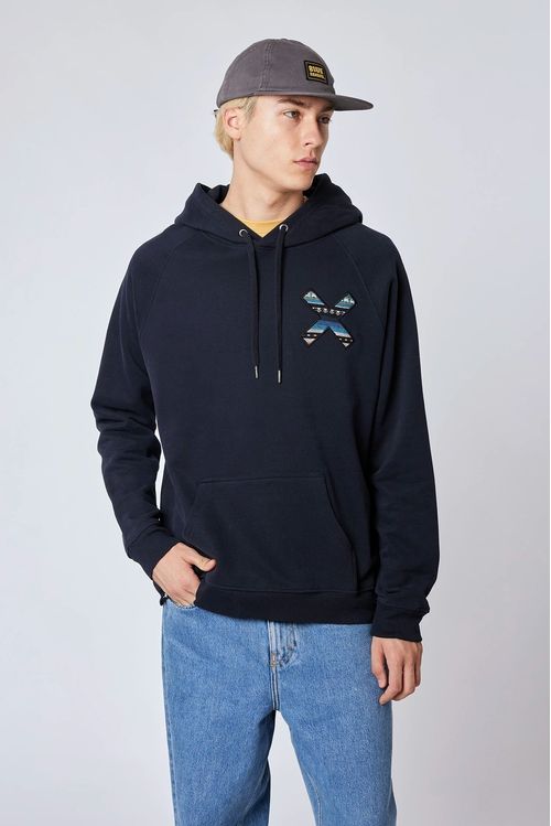 Suéter hoodie Blue Banana regular fit azul navy con bordado para hombre