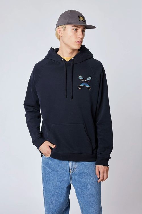 Suéter hoodie Blue Banana regular fit azul navy con bordado para hombre