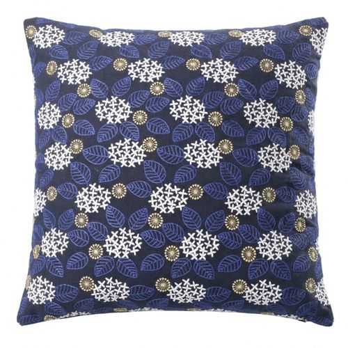 Cojín decorativo cuadrado bordado hojas y flores 45x45 cm