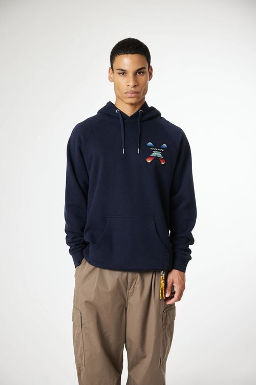 Suéter hoodie Blue Banana regular fit negro con bordado para hombre