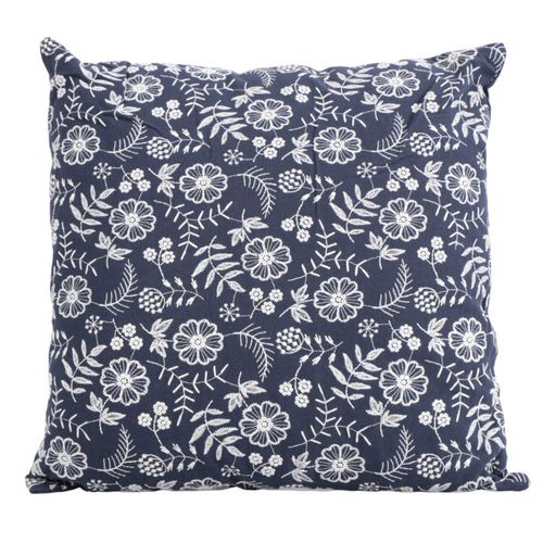 Cojín decorativo cuadrado bordado floral 45x45 cm