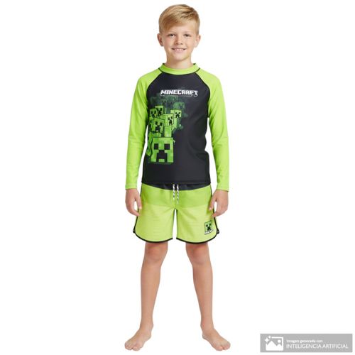 Calzoneta de baño verde de Minecraft para niño