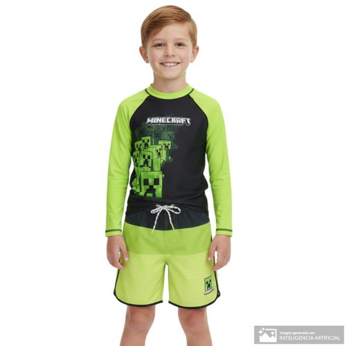 Calzoneta de baño verde de Minecraft para niño