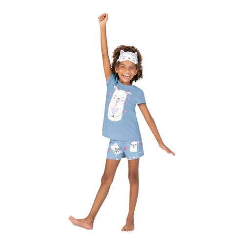 Pijama de 3 piezas multicolor con estampado para niña