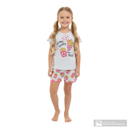Pijama de 2 piezas multicolor con estampado para niña
