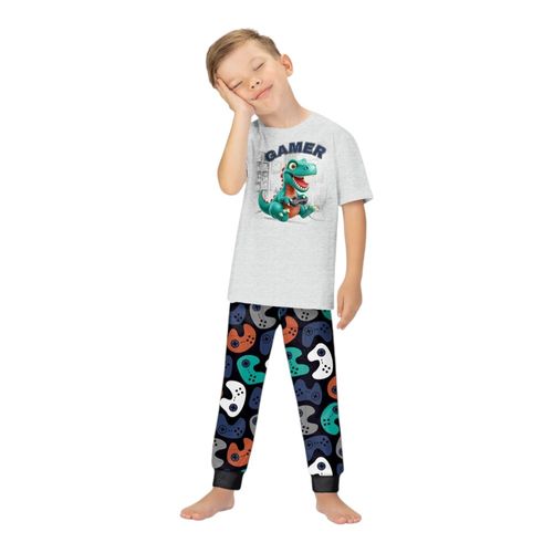Pijama de 2 piezas multicolor con estampado gamer para niño